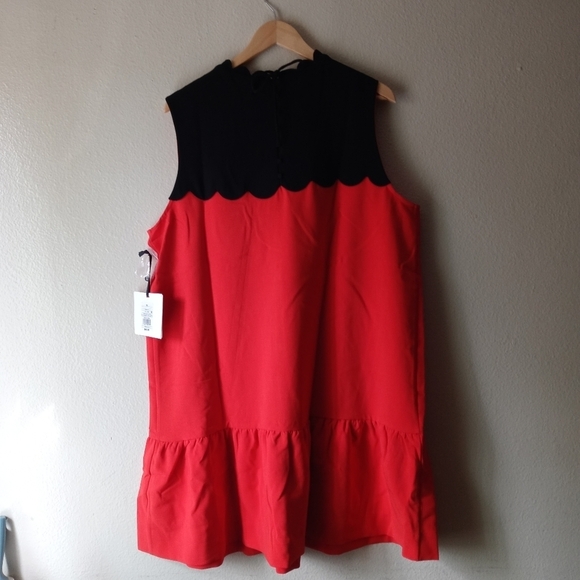 Victoria Beckham Orange & Black Drop Waist Scalloped Trim Cocktail Dress. Size2X - Picture 5 of 15